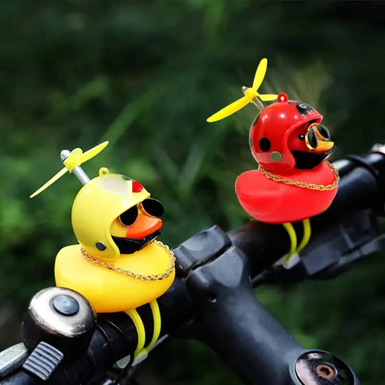 Car Duck With Helmet Broken Wind Pendant Small Yellow Duck”