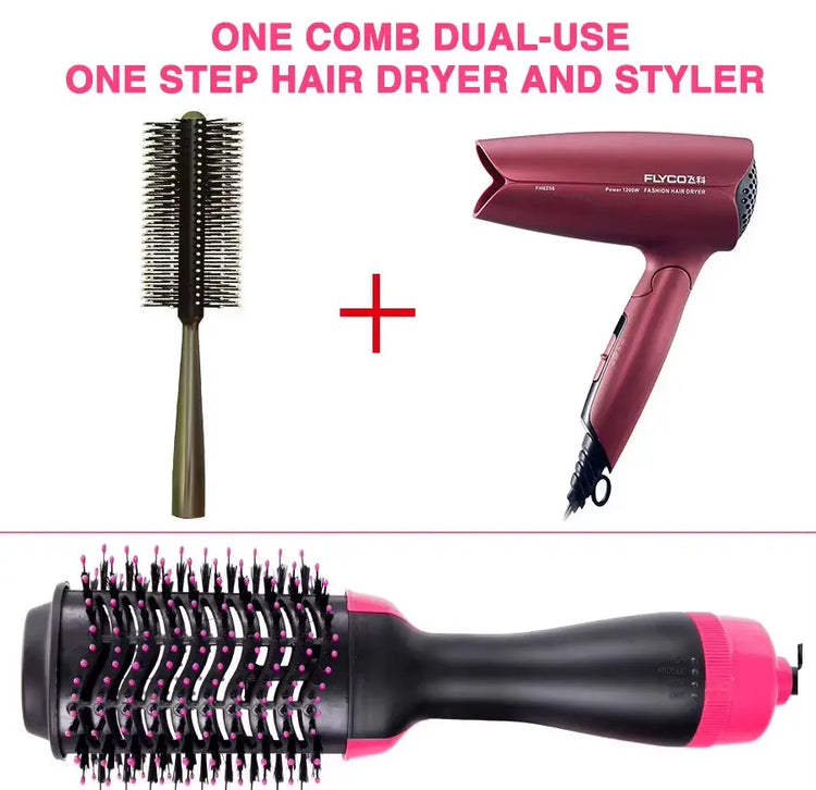 2‑in‑1 electric hot air brush / straightening combs