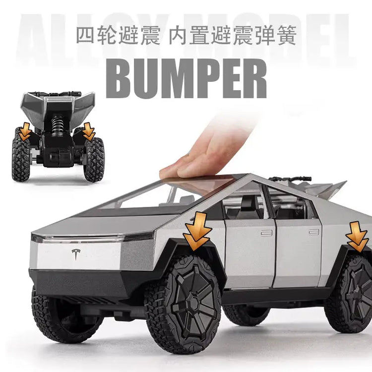 Tesla Cybertruck Pickup with Motorcycle