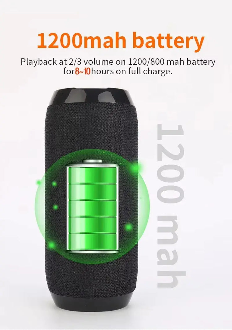 Waterproof Portable Bluetooth Speaker – Wireless Subwoofer with AUX, FM, and Music Center Features
