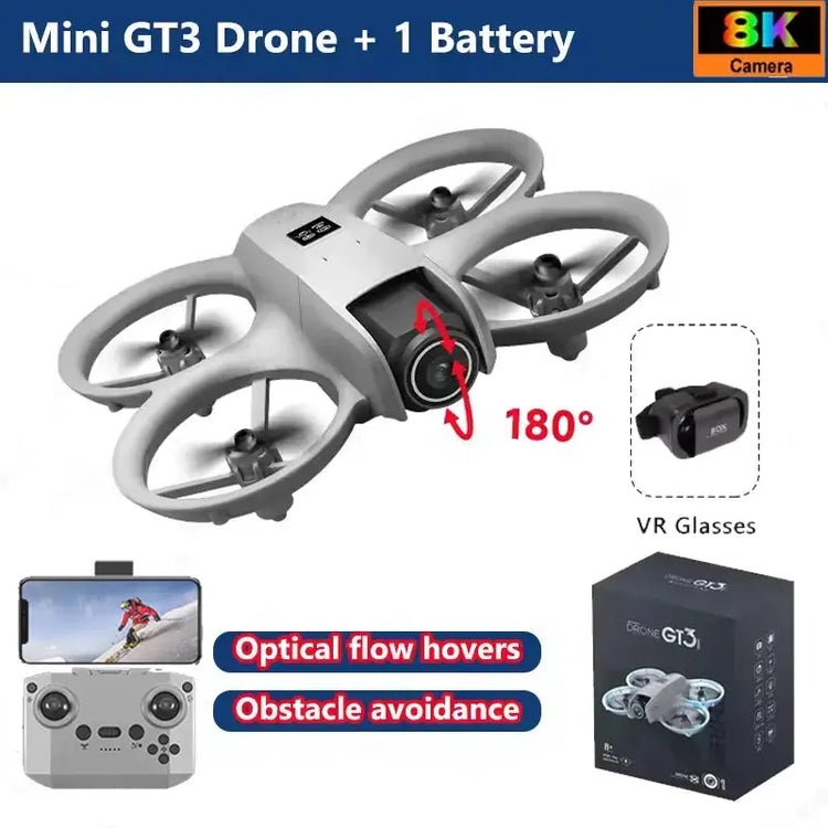 NEW GT3 GPS 8K Drone – Dual Camera, 5G WiFi, Obstacle Avoidance, Foldable Quadcopter