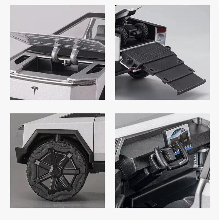 Tesla Cybertruck Pickup with Motorcycle