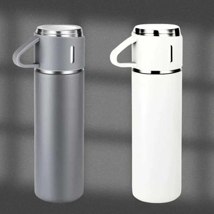500ML Insulated Vacuum Flask Gift Set – Stainless Steel Thermos with 3 Cups