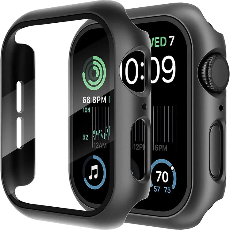 Apple Watch Tempered Glass + Bumper Case – Full Coverage Screen Protector for Series 9/8/7/SE/6/5/4 (45/44/41/40mm)