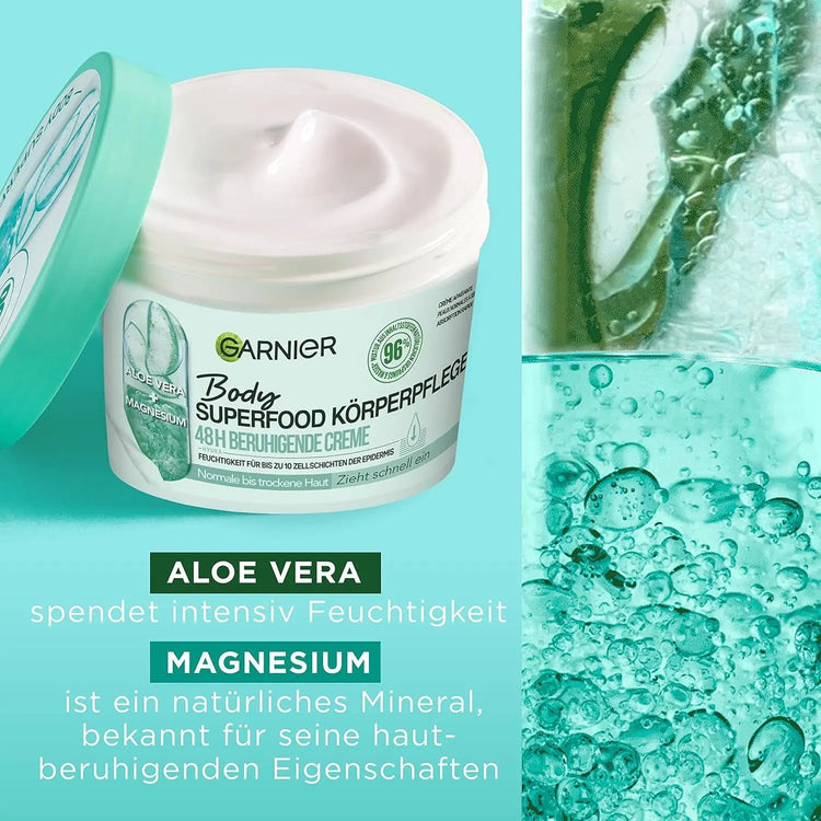 Garnier Soothing Body Care for Dry Skin – Body Butter with Aloe Vera & Magnesium – Up to 48 Hours Hydration – Body Superfood – 1 x 380ml