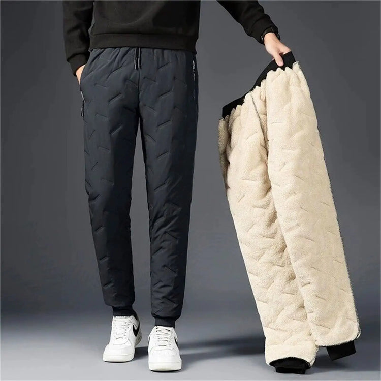 Winter Mens Fleece Lined Sweatpants Warm Thickened Oversized Ski Snow Pants Outdoor Water Proof Joggers Streetwear Men Trousers