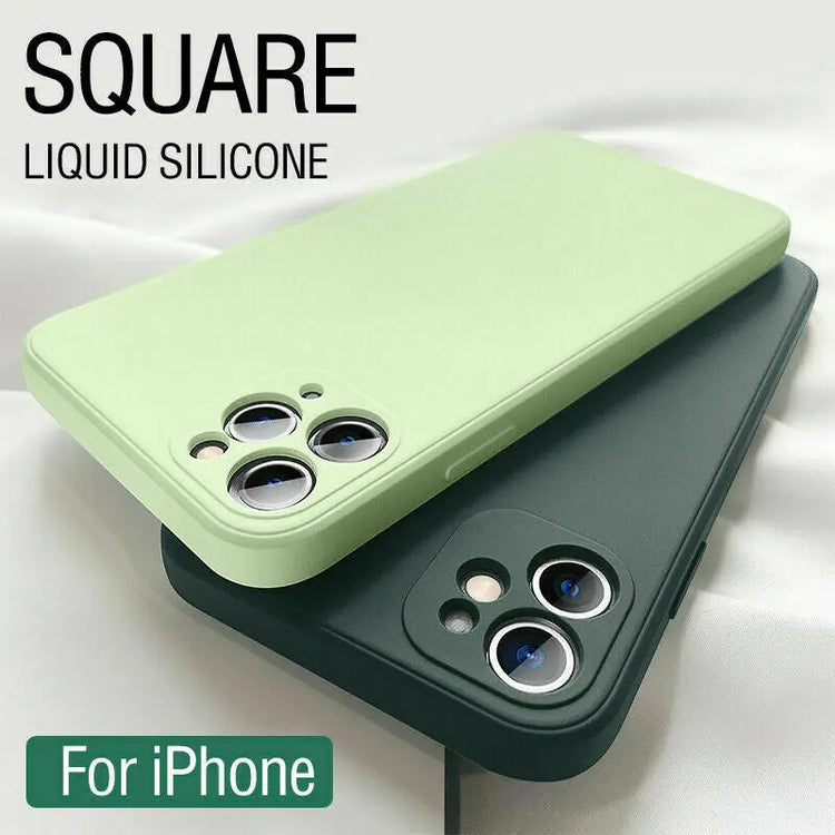 Shockproof Silicone Case for iPhone 16 / 15 / 14 Pro Max / Plus / 13 / 12 / 11 / XR / 8 / 7 – Soft Protective Back Cover