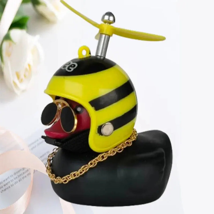 Car Duck With Helmet Broken Wind Pendant Small Yellow Duck”