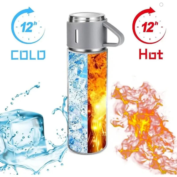 500ML Insulated Vacuum Flask Gift Set – Stainless Steel Thermos with 3 Cups