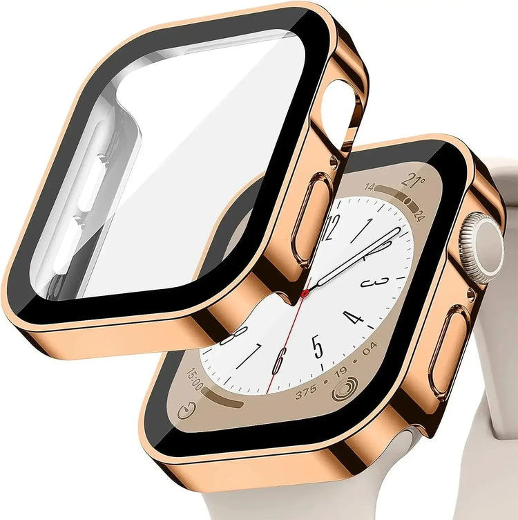 Apple Watch Tempered Glass + Bumper Case – Full Coverage Screen Protector for Series 9/8/7/SE/6/5/4 (45/44/41/40mm)