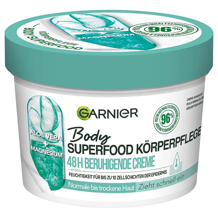 Garnier Soothing Body Care for Dry Skin – Body Butter with Aloe Vera & Magnesium – Up to 48 Hours Hydration – Body Superfood – 1 x 380ml