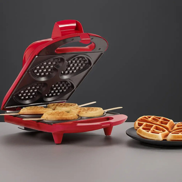 - Non-Stick Heart Waffle Maker, Red - Makes 4 Heart-Shaped Waffles in Minutes Chanexia Essentials