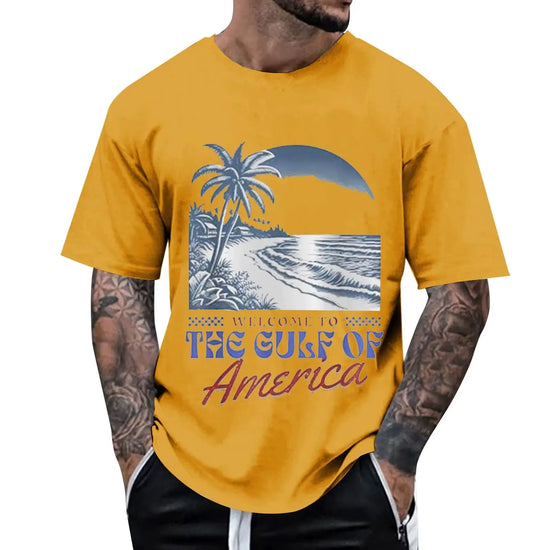 Welcome to the Gulf of America T Shirt Men T-Shirt Clothes Short Sleeve Tshirts Beach Tee Tops Male Clothes 2025 Summer