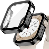 Apple Watch Tempered Glass + Bumper Case – Full Coverage Screen Protector for Series 9/8/7/SE/6/5/4 (45/44/41/40mm)