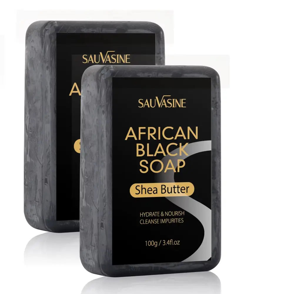 100g African Black Soap with Shea Butter – Moisturizing, Deep-Cleansing Acne Treatment Bar for Clear, Glowing Skin