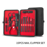 7/15/20-Piece Manicure & Pedicure Set – Stainless Steel Nail Clippers, Scissors & Grooming Tools with Black Leather Travel Case