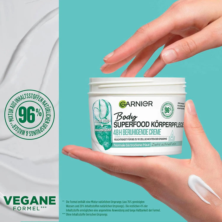 Garnier Soothing Body Care for Dry Skin – Body Butter with Aloe Vera & Magnesium – Up to 48 Hours Hydration – Body Superfood – 1 x 380ml