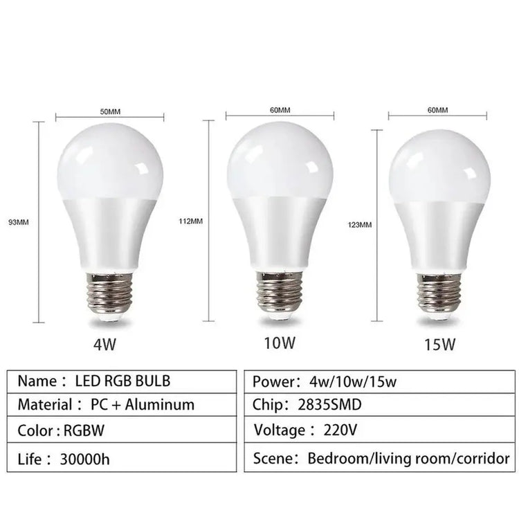 E27 LED RGBW Spotlight Bulb – 4W/10W/15W with IR Remote Control