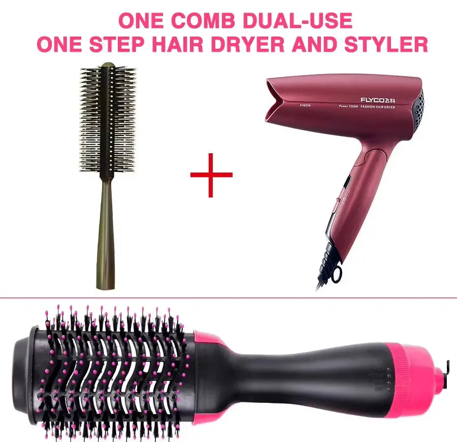 2‑in‑1 electric hot air brush / straightening combs