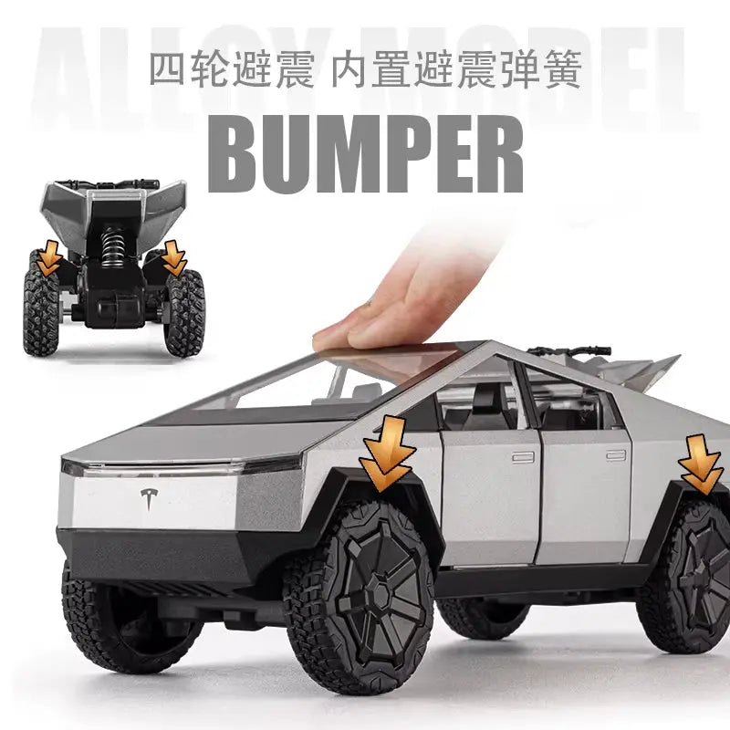Tesla Cybertruck Pickup with Motorcycle 