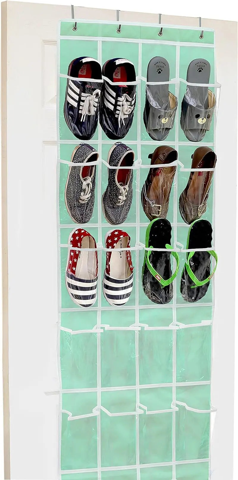 24 Pockets - Crystal Clear over the Door Hanging Shoe Organizer, Turquoise (64&