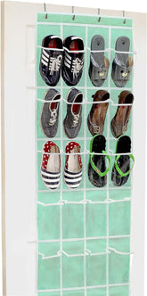 24 Pockets - Crystal Clear over the Door Hanging Shoe Organizer, Turquoise (64&
