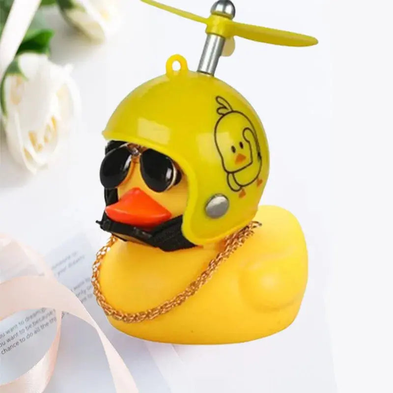 Car Duck With Helmet Broken Wind Pendant Small Yellow Duck”