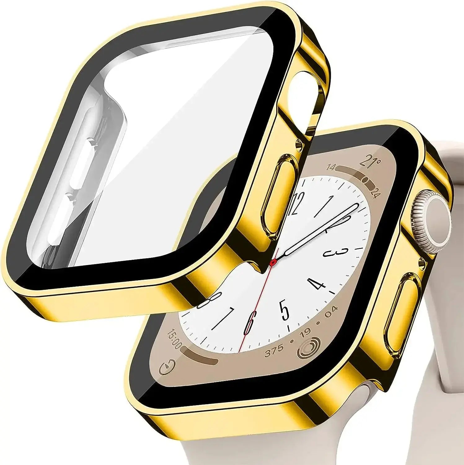 Apple Watch Tempered Glass + Bumper Case – Full Coverage Screen Protector for Series 9/8/7/SE/6/5/4 (45/44/41/40mm)