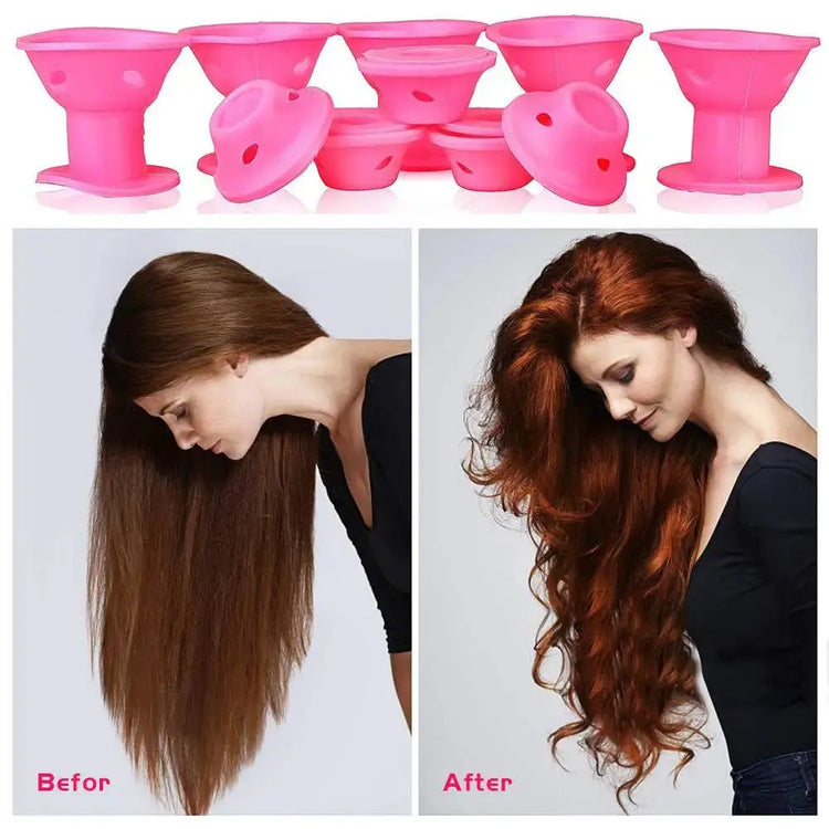  41‑piece silicone bell curler set with wig net