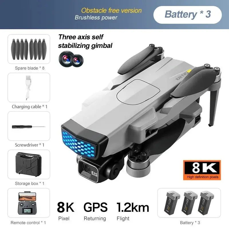 Professional 8K GPS Drone – 3-Axis Gimbal, EIS, 360° Obstacle Avoidance Quadcopter