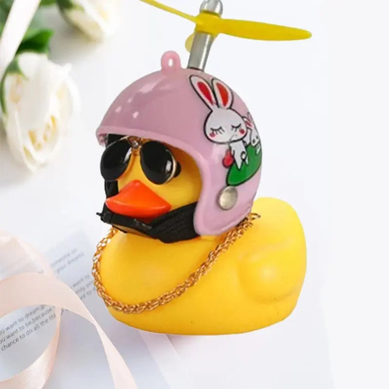 Car Duck With Helmet Broken Wind Pendant Small Yellow Duck”