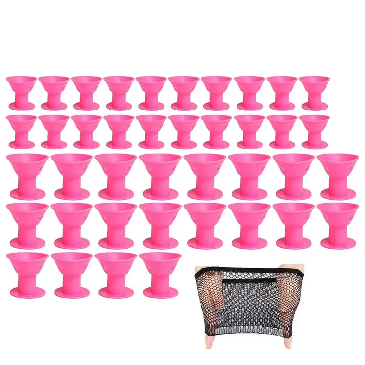  41‑piece silicone bell curler set with wig net