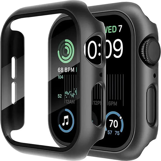 Apple Watch Tempered Glass + Bumper Case – Full Coverage Screen Protector for Series 9/8/7/SE/6/5/4 (45/44/41/40mm)