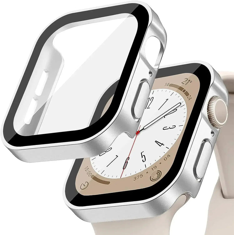 Apple Watch Tempered Glass + Bumper Case – Full Coverage Screen Protector for Series 9/8/7/SE/6/5/4 (45/44/41/40mm)