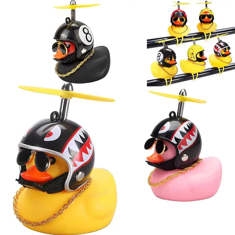 Car Duck With Helmet Broken Wind Pendant Small Yellow Duck”