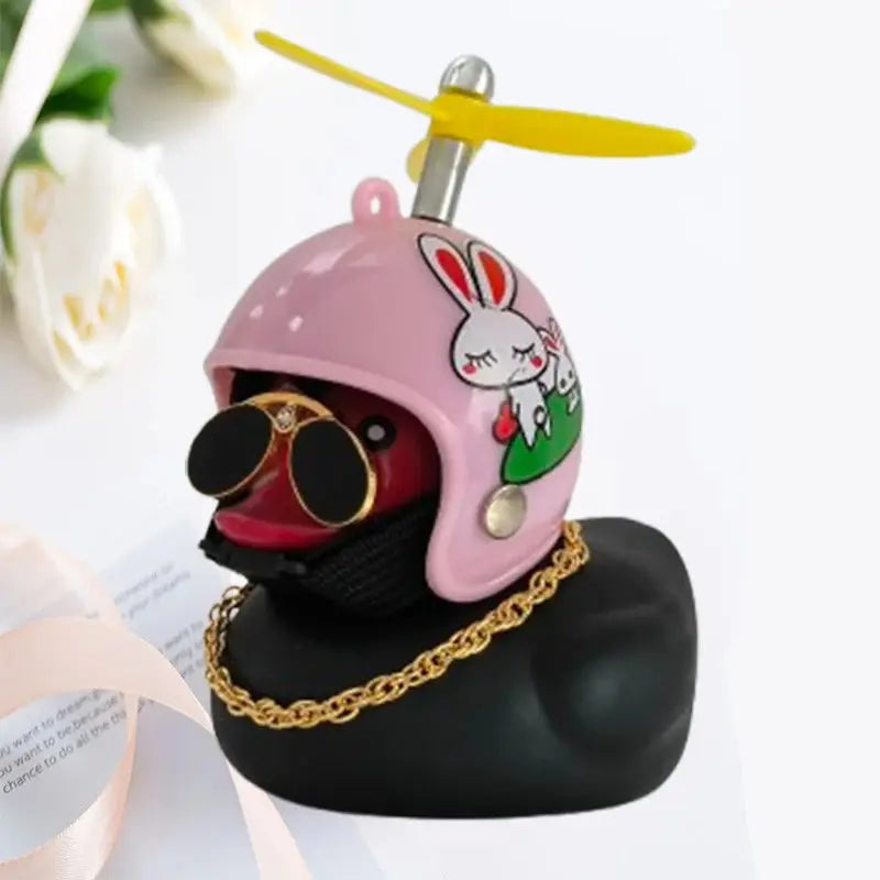Car Duck With Helmet Broken Wind Pendant Small Yellow Duck”