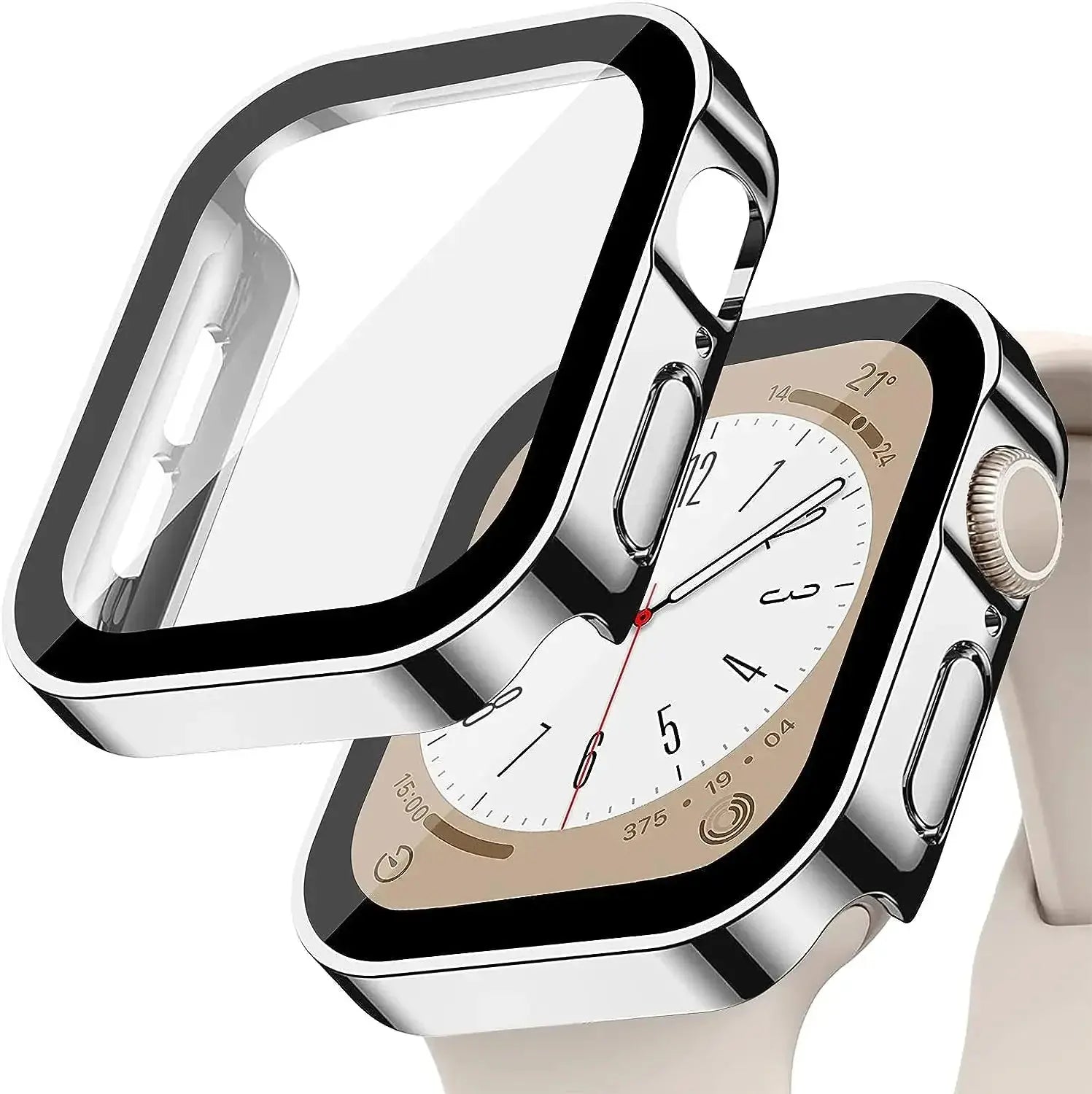 Apple Watch Tempered Glass + Bumper Case – Full Coverage Screen Protector for Series 9/8/7/SE/6/5/4 (45/44/41/40mm)