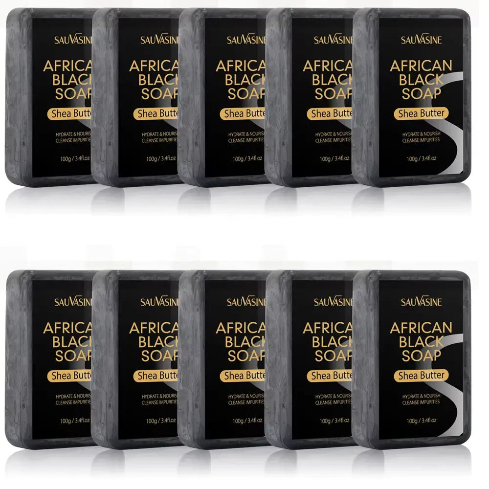 100g African Black Soap with Shea Butter – Moisturizing, Deep-Cleansing Acne Treatment Bar for Clear, Glowing Skin