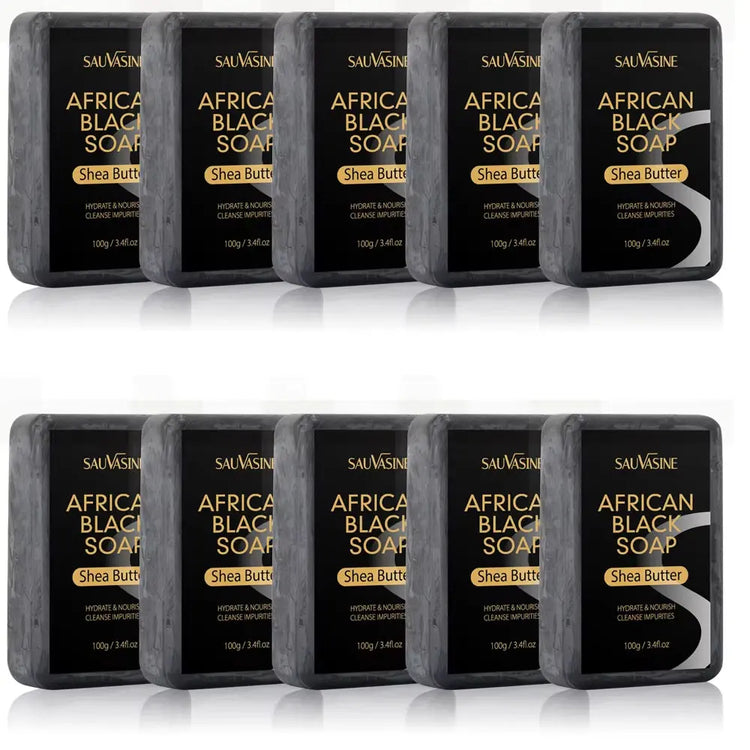 100g African Black Soap with Shea Butter – Moisturizing, Deep-Cleansing Acne Treatment Bar for Clear, Glowing Skin