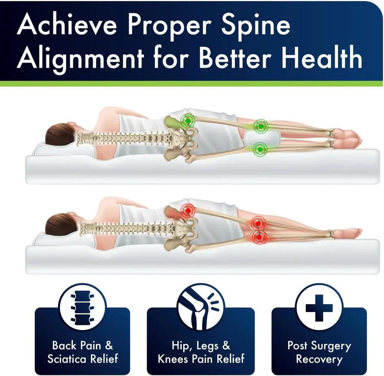 Sports Medica Knee Pillow - Washable Cover Memory Foam Leg Pillow for Sleeping on Side - Doctor Developed eHandbook - Sleeping on Back - Hip Support and Alignment, Pain Relief - Side Sleeper cushion