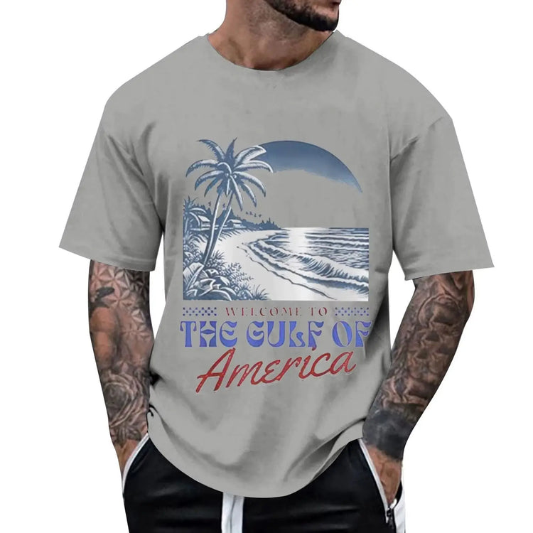 Welcome to the Gulf of America T Shirt Men T-Shirt Clothes Short Sleeve Tshirts Beach Tee Tops Male Clothes 2025 Summer