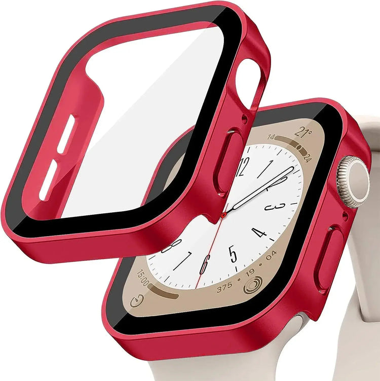 Apple Watch Tempered Glass + Bumper Case – Full Coverage Screen Protector for Series 9/8/7/SE/6/5/4 (45/44/41/40mm)