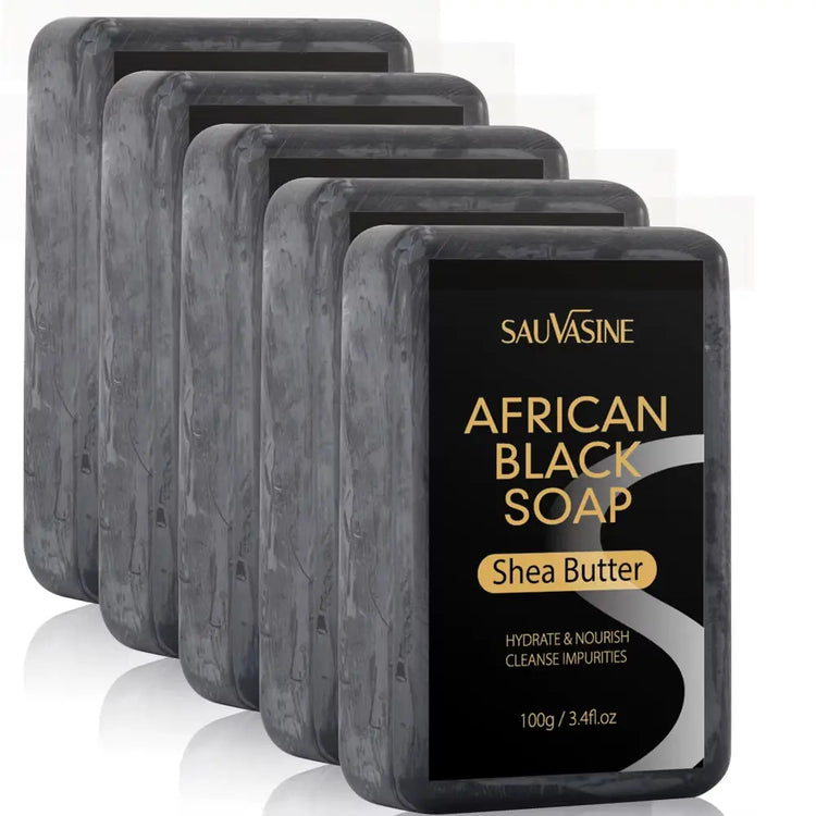 100g African Black Soap with Shea Butter – Moisturizing, Deep-Cleansing Acne Treatment Bar for Clear, Glowing Skin