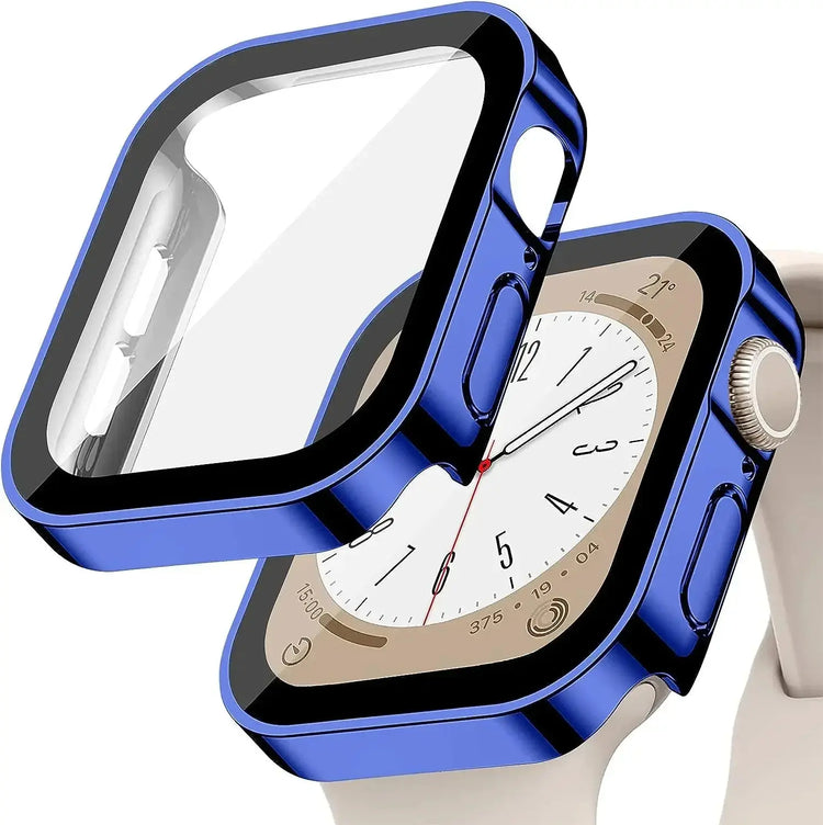 Apple Watch Tempered Glass + Bumper Case – Full Coverage Screen Protector for Series 9/8/7/SE/6/5/4 (45/44/41/40mm)