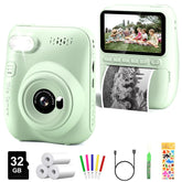 Instant Print Kids Camera – 32MP HD, 3.0" Screen, with 3 Rolls Printer Paper