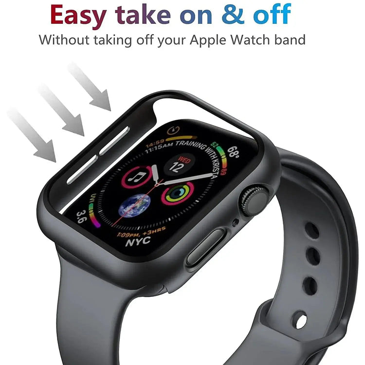 Apple Watch Tempered Glass + Bumper Case – Full Coverage Screen Protector for Series 9/8/7/SE/6/5/4 (45/44/41/40mm)