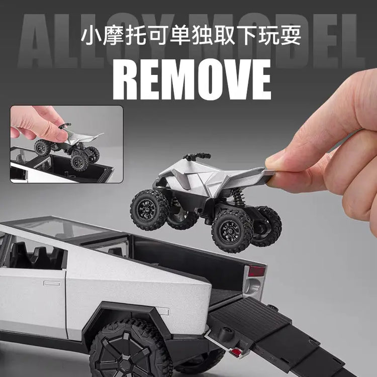 Tesla Cybertruck Pickup with Motorcycle 