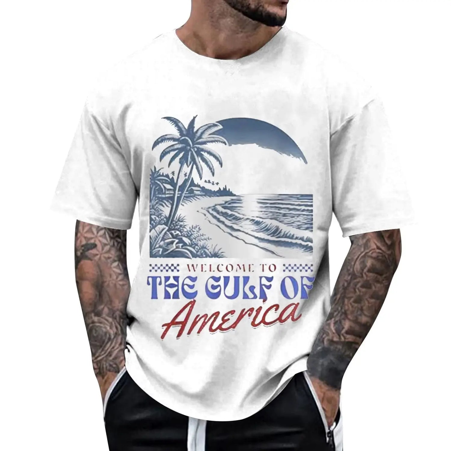 Welcome to the Gulf of America T Shirt Men T-Shirt Clothes Short Sleeve Tshirts Beach Tee Tops Male Clothes 2025 Summer