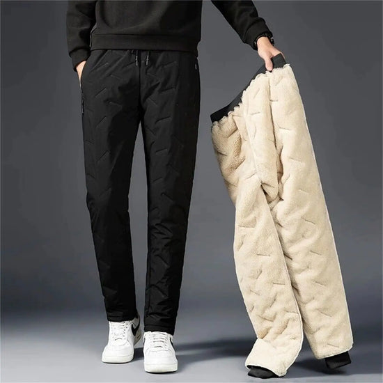 Winter Mens Fleece Lined Sweatpants Warm Thickened Oversized Ski Snow Pants Outdoor Water Proof Joggers Streetwear Men Trousers
