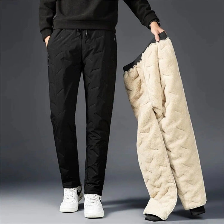 Winter Mens Fleece Lined Sweatpants Warm Thickened Oversized Ski Snow Pants Outdoor Water Proof Joggers Streetwear Men Trousers